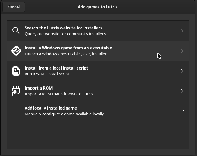 Add game to Lutris