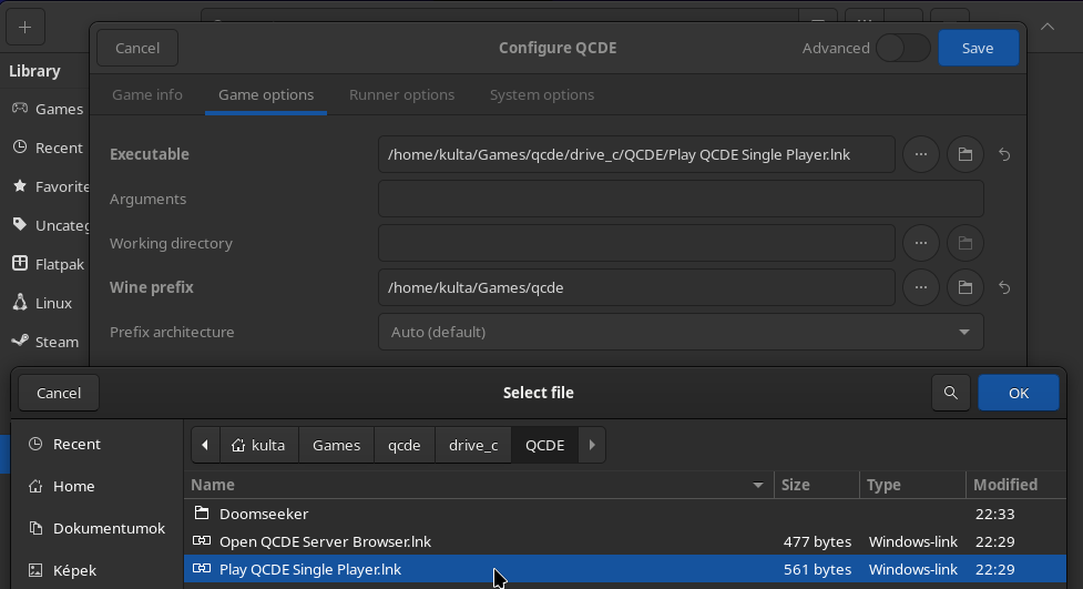 Change the executable